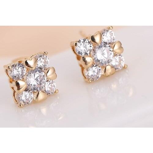 DE072 Fashion Street Snap Delicacy Elegant Geometry Flower Zircon Earring Gift Party Banquet WOMENS Jewelry Earrings