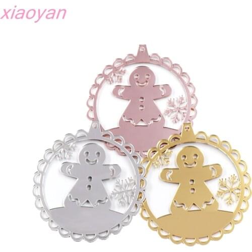 1pcs )101mm Christmas Ornaments Holiday Tree Decorations Christmas Family Gifts Gold Mirror Acrylic Tags