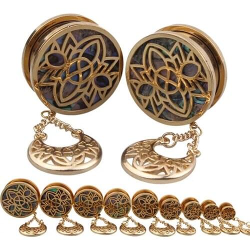 1 Piece Stainless Steel Hollow out Gold Ear Plugs Tunnels Flesh Expansions Piercing Earring Gauges Ears Expanders Body Jewelry