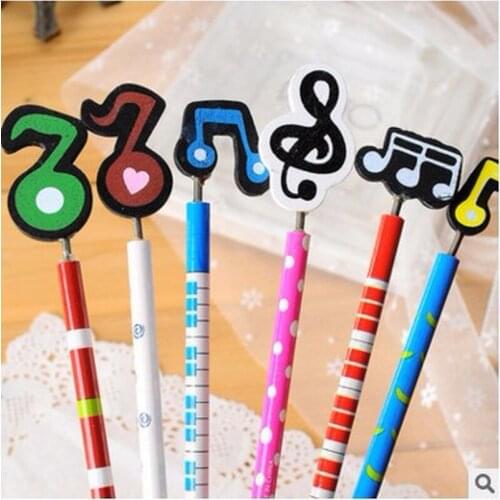 1pcs Random Children Creative Musical Note Wooden Pencil Cute Korea Style HB Pencil Creative Writing Pen School Supplies
