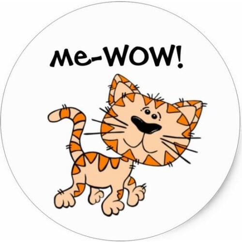3.8cm Me-WOW, Meow, Good Job, Wow! Cute Kitty Cat Classic Round Sticker