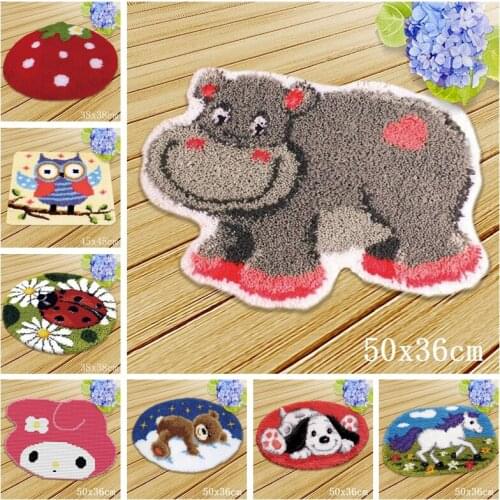 3D Animal Latch Hook Rug Kits DIY Needlework Button Package Rug Yarn Cushion Mat Embroidery Carpet Cartoon horse Free Shipping