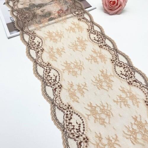 3y/lot 22.50cm Apricot Elastic Lace Fabric DIY Craft Sewing Supplies Decoration Accessories For Bikini Underware Lace Trim