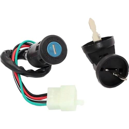 4 Wire Ignition Key Barrel Switch 4 Wires Female Plug 2 Keys Together For ATV TAOTAO Dirt Bike Buggy 50-125