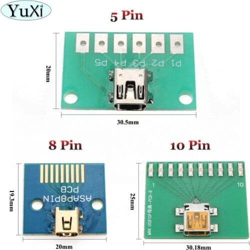 YuXi MINI USB to DIP Adapter 5pin 8pin 10pin female connector with PCB Board test board for Phone PC