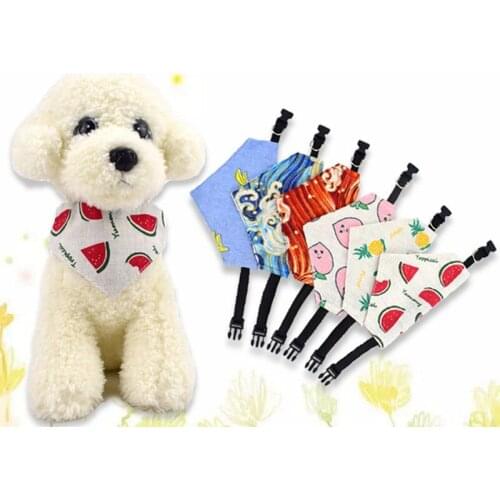 Pet Bandana Scarf for Printed Dogs Cats Double Layers Flax Triangle Bibs with Adjustable Collar