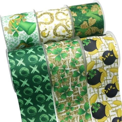 Free shipping 50 yard St. partick day printed grosgrain ribbon 26453