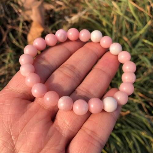 Natural Pink Opal Bracelet Round Beads Crystal Quartz Healing Stone Women Men Jewelry Gift