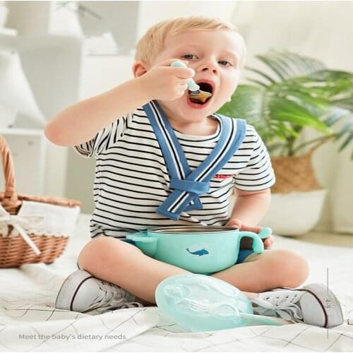 Water injection insulation bowl baby fork spoon grinding complementary food bowl water cup suction cup bowl tableware set