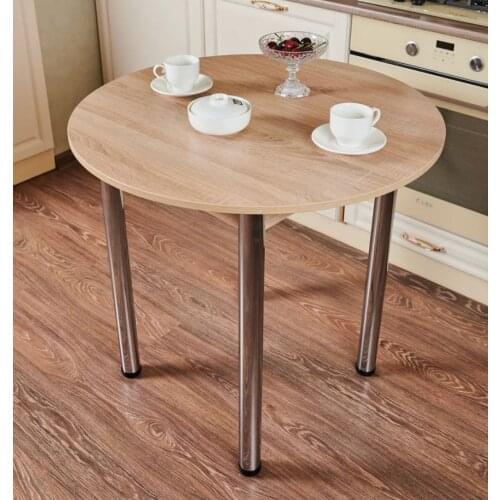 Wooden Round Dining Table for Kitchen and Living Room Coffee Table, Modern Simple, Wooden Stylish and Metal Feet 80x80x75 cm