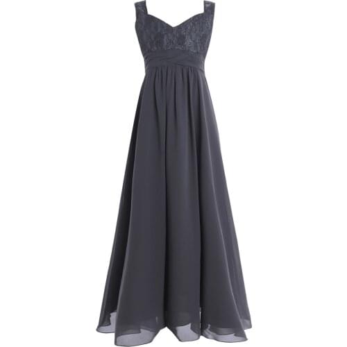 Children Princess Dress Girls Kids Chiffon Wedding Dress Lace Sleeveless Flower Girl Dress Vestidos Birthday Party Teen Costumes