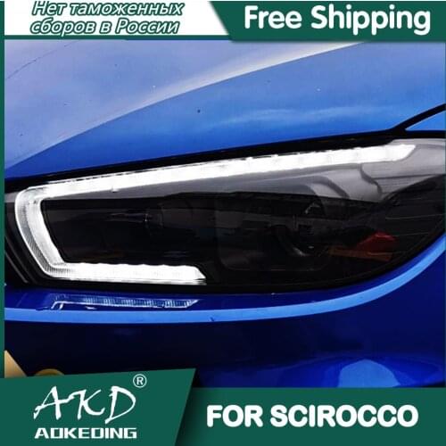For Car VW Scirocco Headlights 2009-2017 DRL Day Running Light LED Bi Xenon Bulb Fog Lights Car Accessory Scirocco Head Lamp