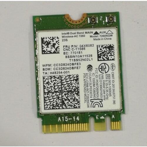 Intel Dual Band Wireless-AC 7260 WiFi+BT 4.0 Combo card For Lenovo Thinkpad W541 Laptop ,FRU 04X6082 SW10A11528