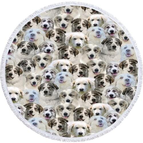 Bulldog Round Beach Towel Dog Printed Beach Towels Serviette De Plage Large Towel Cartoon Microfiber 150cm Bath Toalla for Kids