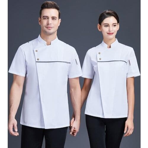 Chef Jacket 2021 New Short Sleeve Kitchen Chefs Uniform Hotel Catering Restaurant Bakery Cooking Man Women Cook Coat Work Wear