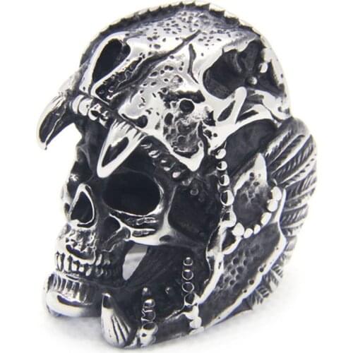 Support Dropship New Size 7-16 Huge Heavy 316L Stainless Steel Fashion Jewelry Men Boy Ghost Skull Ring