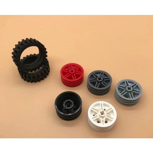 Technology building block tire hub 56904 + 56898 MOC 30x14mm DIY childrens education assembly car parts