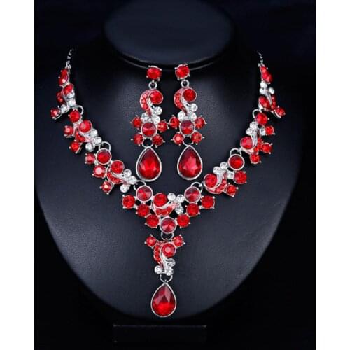 Women Jewelry Sets Prom Wedding Bridal Faux Crystal Rhinestone Necklace Earrings Jewelry Set For Party Exquisite Accessories