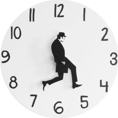 Wall Clock Comedian Home Decor British Comedy Inspired Ministry Of Silly Walk Wall Clock Non-ticking Kitchen Wall Clocks