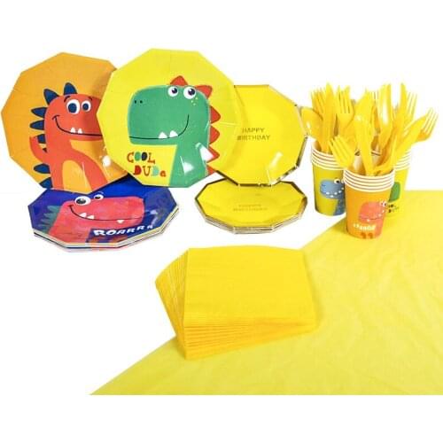 Dinosaur Theme Party Jurassic Park Theme Party Marine Big Fish Theme Disposable Tableware Party Supplies Paper Plates Paper Cup