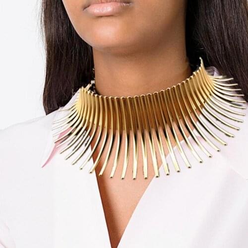 Fashion Women Strip Canine Shape Fringe Choker Statement Bib Necklace Jewelry New Chic
