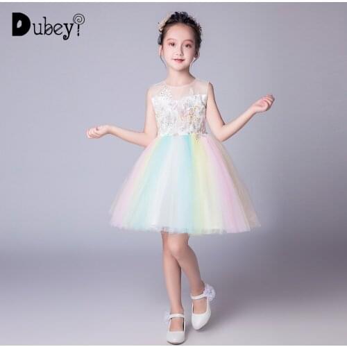 Flower Girl Dresses for Weddings Kids Birthday and Wedding Rainbow Dress Teens Girl Princess Dress of Honor Large Sizes Dress