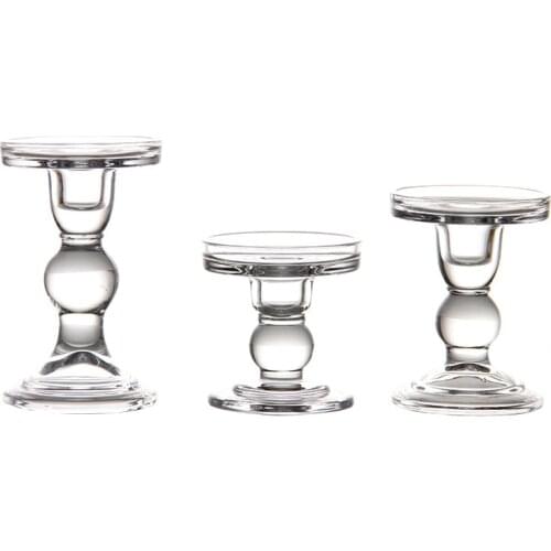 Candle Holders for 3 inches Pillar Candle or 7/8 inch Taper Candle, Candlestick Holder Set of 3 for Wedding or Home Decoration