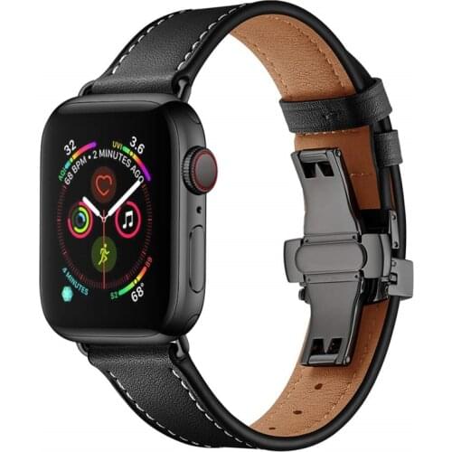 Premium Genuine Leather Band for Apple Watch 4 bands 40mm 44mm Replacement wrist strap for iWatch 1/2/3 38mm 42mm Bracelet belt