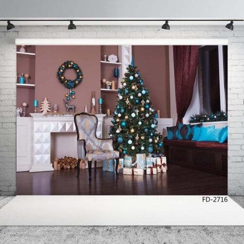 Christmas Tree Gifts Garland Photography Backdrops Vinyl Cloth Background for Children Family Christmas Party Photo Shootings