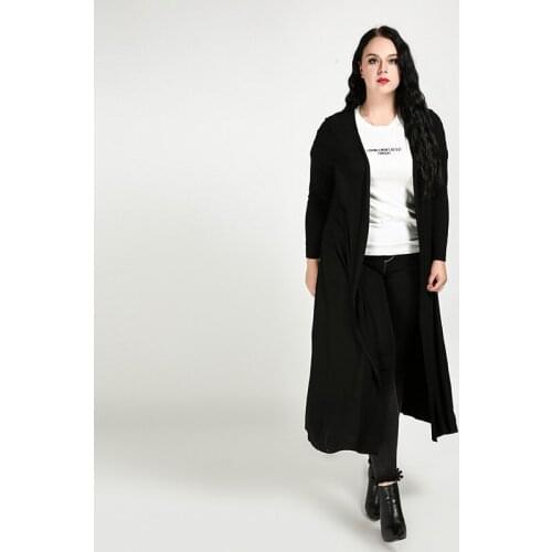 Long Sleeve 3XL To 7XL Plus Size Trench Long Cardigan Coats Women Outerwear Fashion Casual Trench Coats T1263
