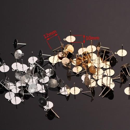 200pcs/lot 10x12mm Earring Diy Findings Round Blank Base Setting With Rings For Women Dangle Drop Stud Earrings Making Materials