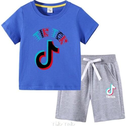 Tik Tok New Summer Baby Boy Clothes Set Short Sleeve T-Shirt+ Pants 2Pcs/Set Children Clothing Suits Cotton Girl Wear