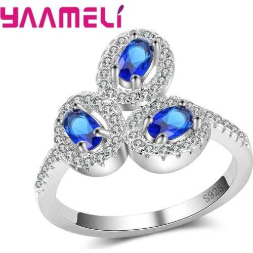 Big Sale Three Oval Shape Cubic Zirconia Listing Women Fashion Rings 925 Sterling Silver Wedding/Engagements Finger Ring