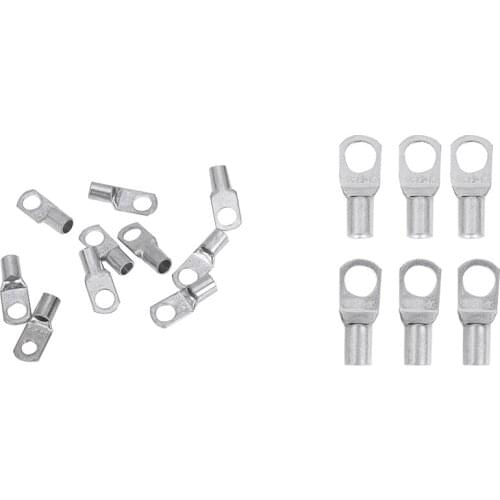 10 Pcs Copper Tube 16mm x 8mm Lug Battery Starter Cable Welding Crimp Terminal Ring & 6x Copper Tube 25mm x 10mm