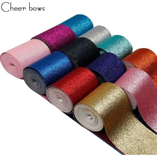 2Y/lot 3" 75mm Christmas New Glitter Ribbon Solid Color Decorative Ribbon DIY Hairbows Accessories Wedding Party Decoration