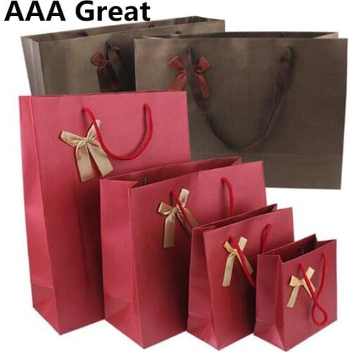 2Pcs/Lot Paper Bags Paper Food Safe Bags Party Favors Gift Bag Handle Solid Wedding Birthday Packaging Pouches Clothes