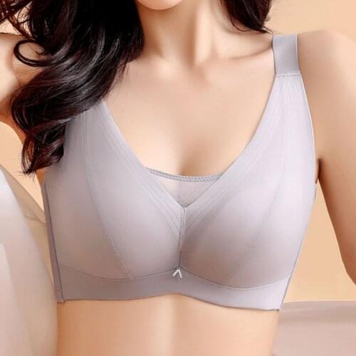 2021 Seamless Full Cup Bra Women Thin Pad Push Up Wire Free Bras Latex Breathable Wide Stap Vest Bra Plus Size Underwear 105 D E
