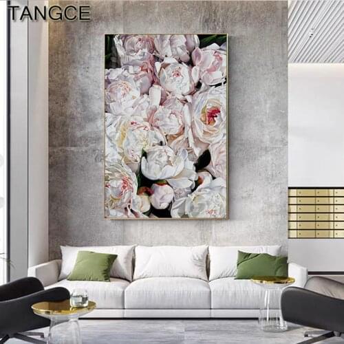 Abstract Wall Pictures for Living Room White Red Rose Canvas Painting Noridc Pink Posters and Prints Floral Wall Art Poster Deco