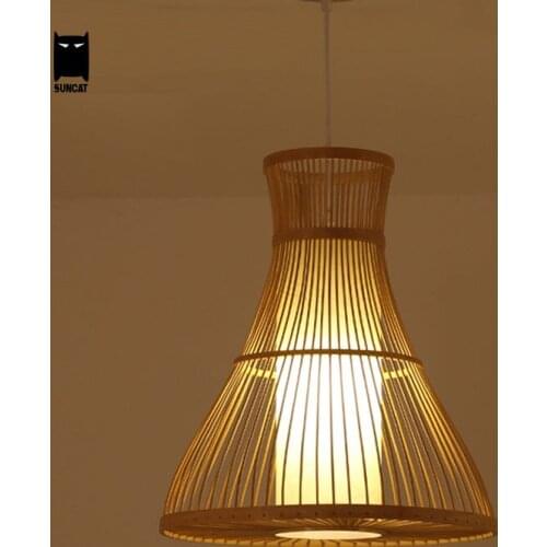 Bamboo Wicker Rattan Pendant Light Fixture Southeast Asia Hanging Lamp Luminaire Lustre Design for Dining Table Room Restaurant