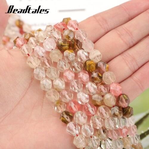 Natural Stone Faceted Masonry Shaped Crystal Beads Loose Beads For Jewelry DIY Making Findings Bracelet Accessories Beadtales