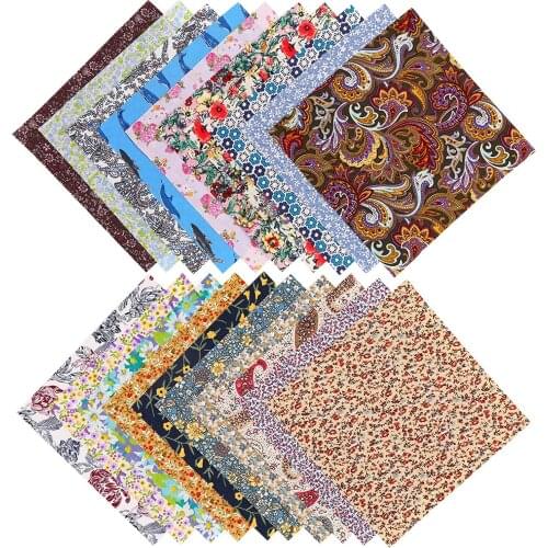 Dailylike 20 Pcs Printed Cotton Quilting Fabric Patchwork Squares DIY Sewing Quarter Bundle Fabric Pure Cotton Printing Cloth