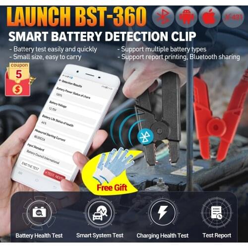 LAUNCH X431 BST-360 Bluetooth Battery Test Clip Analyzer 6V 12V 2000CCA BST360 Voltage tester for x431 Adnroid / IOS device