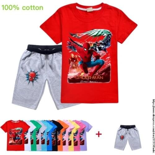 Disney SpiderMan Kids Suits Clothing Set T Shirts+Pant for Toddler Boy Clothes Girl Boys Short Sportswear Clothes Short Suit