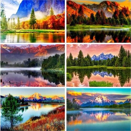 EverShine Diamond Painting Landscape Picture Rhinestones Diamond Mosaic Full Square Mountain Cross Stitch Lake Bead Embroidery
