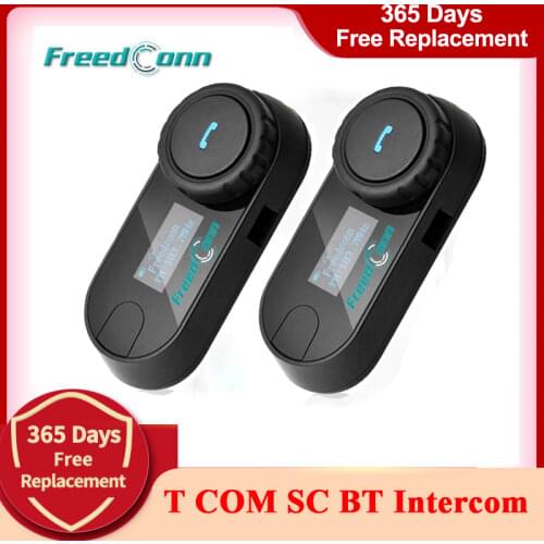 FreedConn 2 pcs Motorcycle Helmet Bluetooth Intercom Headset BT Interphone intercomunicador FM LCD for full face helmet