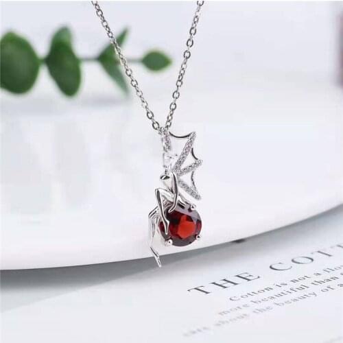 Pigeon blood 8mm Natural Garnet Pendant 925 pure silver exquisite gift gold jewelry jade necklace sterling silver jewelry