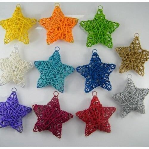 5PCS artificial straw stars wedding decorative flower wreath rattan ball home Christmas decoration curtain hanging accessories