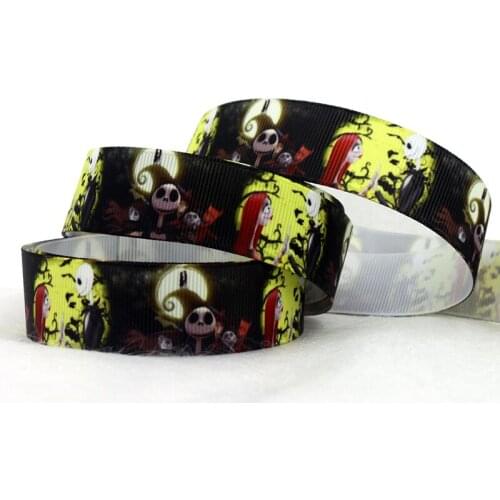 IuBuFiGo 90 yards7/8" Halloween Printed Grosgrain ribbon 22mm Cartoon DIY headband tape