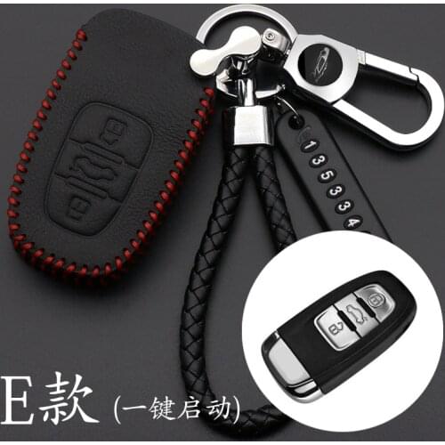 Leather Car Remote Smart Key Cover Fob Case Shell For Audi A1 A3 A4 A5 A6 A7 A8 Quattro Q3 Q5 Q7 2014 2015 2016 2017 2018 2019