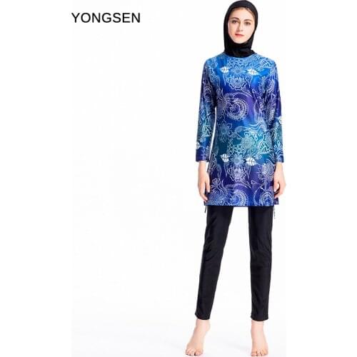 YONGSEN Full Coverage Burkinis Swimsuit Humble Arabian Beach High Quality Muslim hijab Swimwear Modest Islamic Swimming Suits